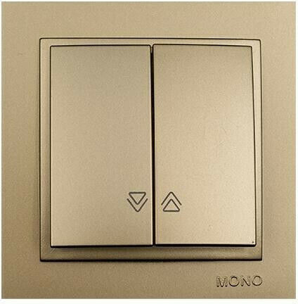 Mono Electric Despina Metallic Recessed Wall Switch Rolling Shutters Two-Way with Frame Gold