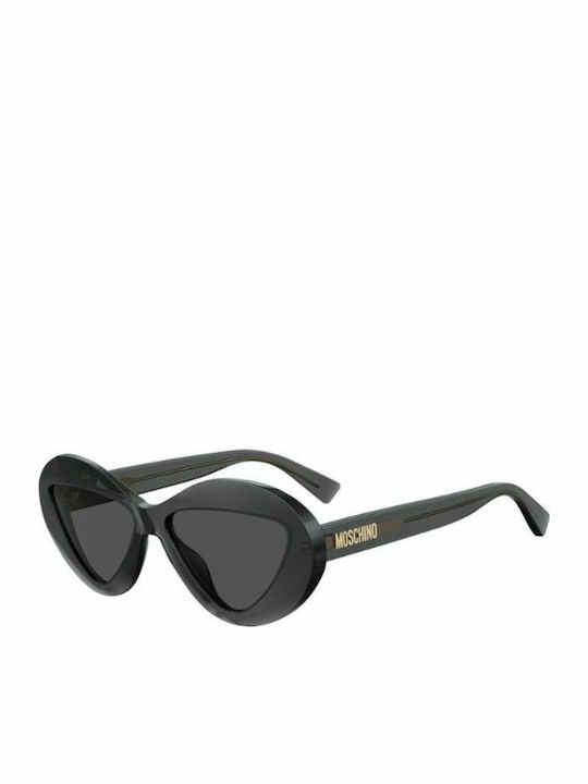 Moschino Women's Sunglasses with Gray Plastic Frame and Black Lens MOS076/S KB7/IR