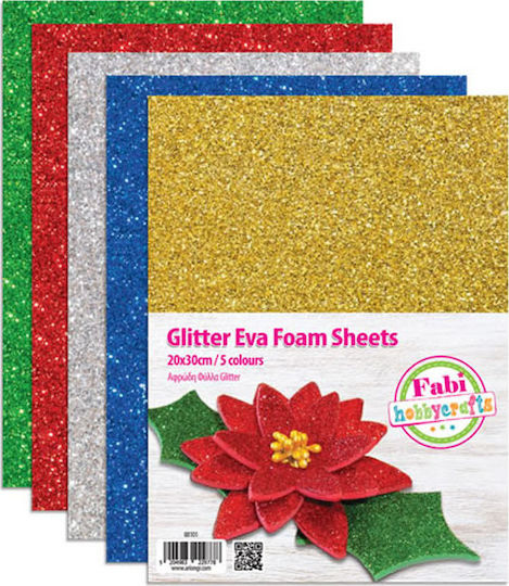 Fabi Foam Paper Glitter No2 Block 5 Sheets 20x30cm