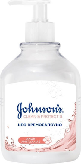 Johnson & Johnson Clean & Protect 3 Κρεμοσάπουνο με Αντλία Αμύγδαλο 500ml