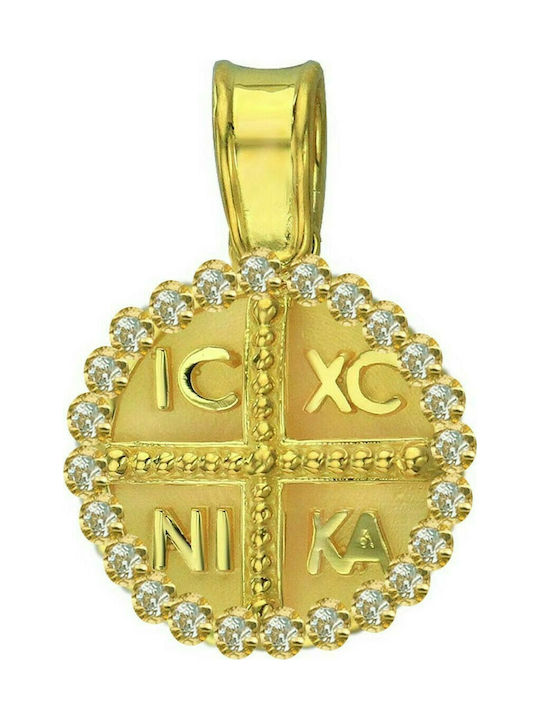 Pendant Kids Talisman Double Sided Constantine from Gold 14K 6001Κ1