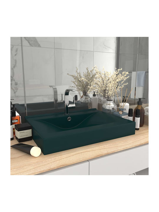 vidaXL Vessel Sink Ceramic 60x46x16cm Green