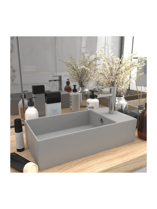 vidaXL Vessel Sink Ceramic 48x25x15cm Gray