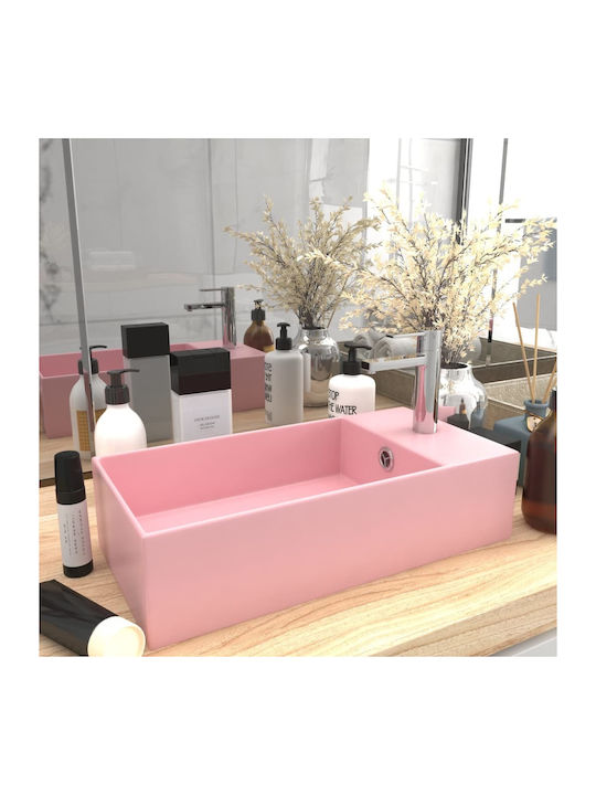 vidaXL Ceramic Vessel Sink 48x25cm Pink