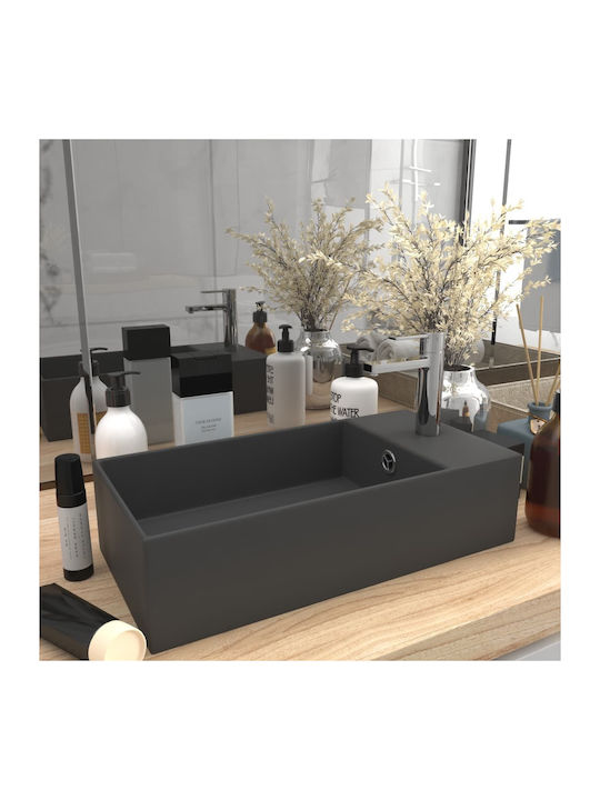 vidaXL Vessel Sink Ceramic 48x25x15cm Gray