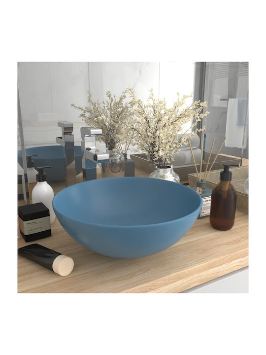 vidaXL Ceramic Vessel Sink 28x28cm Light Blue