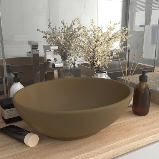 vidaXL Επικαθήμενος Νιπτήρας Κεραμικός 40x33cm Καφέ vidaXL Επικαθήμενος Νιπτήρας Κεραμικός 40x33cm Καφέ