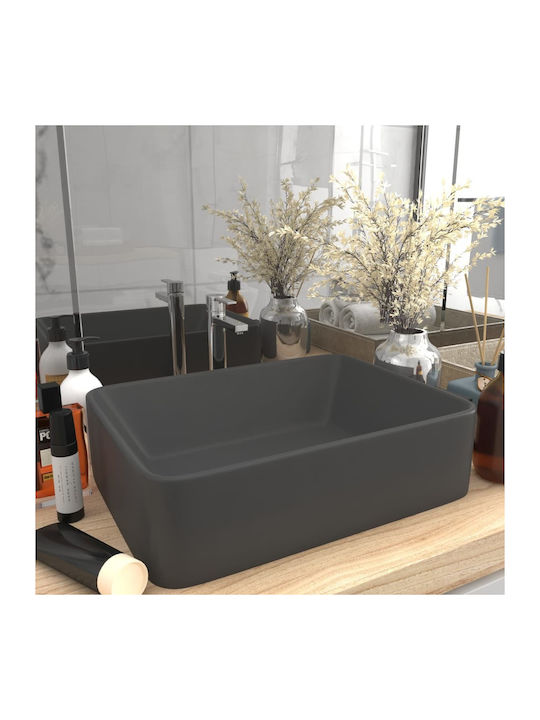 vidaXL Vessel Sink Ceramic 41x30x12cm Gray