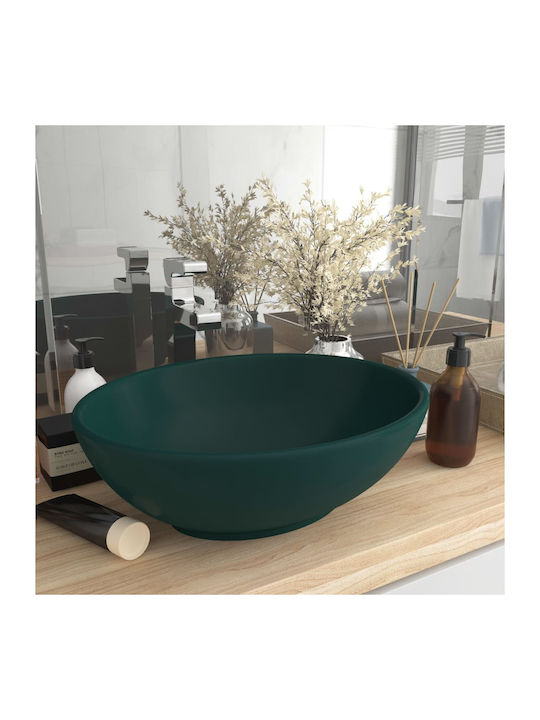 vidaXL Vessel Sink Ceramic 40x33x13.5cm Green