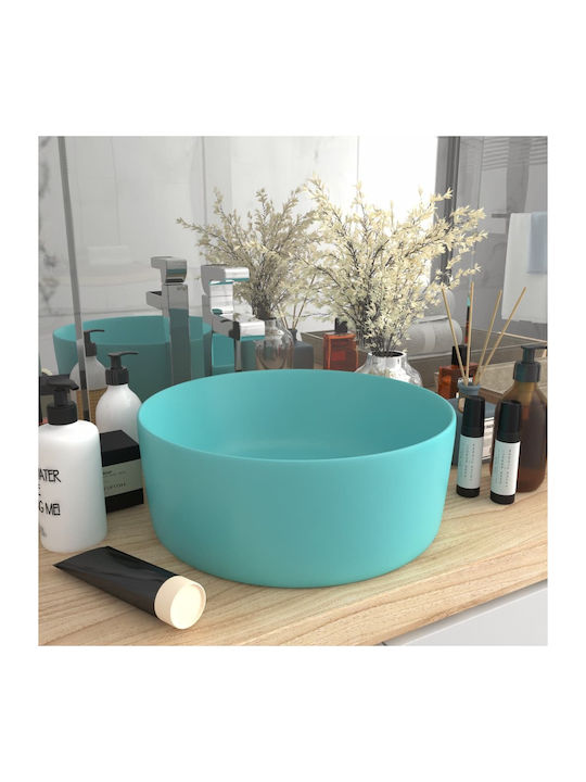 vidaXL Vessel Sink Ceramic 40x40x15cm Green