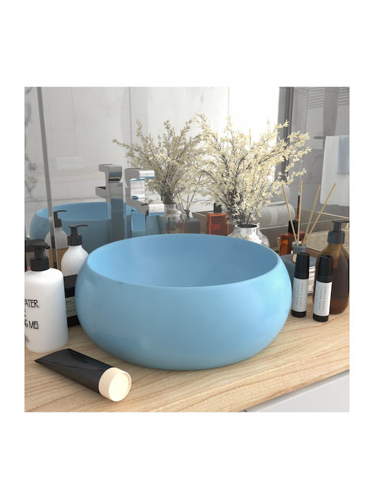 vidaXL Vessel Sink Ceramic 40x40x15cm Blue