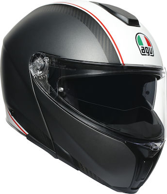 AGV Sportmodular Flip-Up Helmet with Sun Visor DOT / ECE 22.05 1340gr Cover Matt Gunmetal/White AGV000KRA995