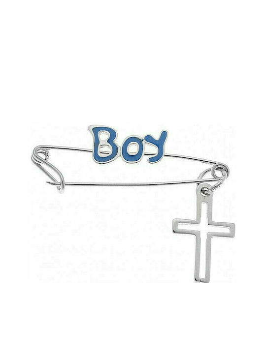 Senza Child Safety Pin made of Silver with Cross for Boy