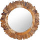 vidaXL Wall Mirror with Coffee Wooden Frame Diameter 60cm 1pcs