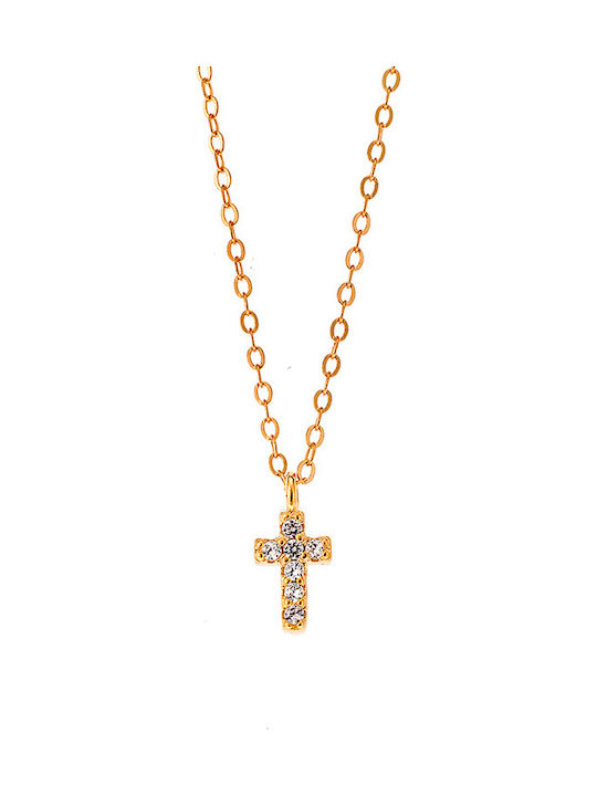 Senza Women's Cross from Gold Plated Silver wit...