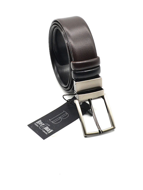Bergman Men's Leather Double Sided Belt Μαύρη / Καφέ