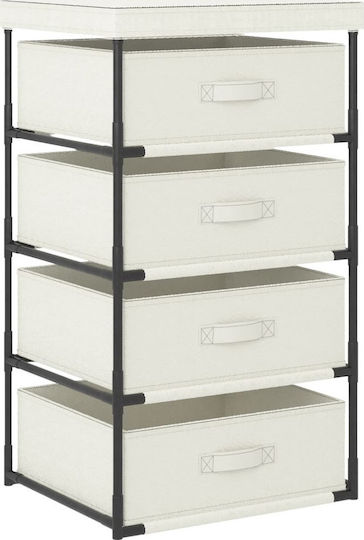 Raft De Depozitare Din Metal Și Țesătură Cu 4 Sertare L45xL38xÎ80cm