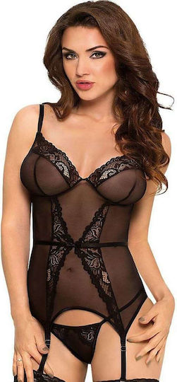 Softline Diora Basque mit String Sexy Dessous-Sets Schwarz 2 Stück