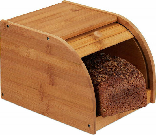 Relaxdays Brotbox mit Deckel Hölzernes in Braun Farbe 20.2x27x18.2cm
