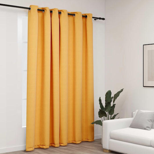 vidaXL Perdea Opacă cu Capse Galbenă 290x245 cm