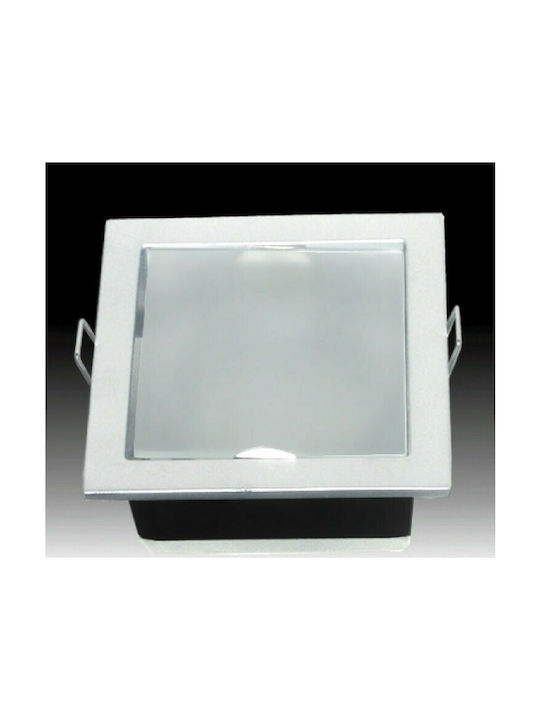 Aca Square Metallic Recessed Spot with Socket GU10 Gray 9x9cm.