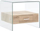 Square Side Table Glass Transparent L50xW50xH45cm