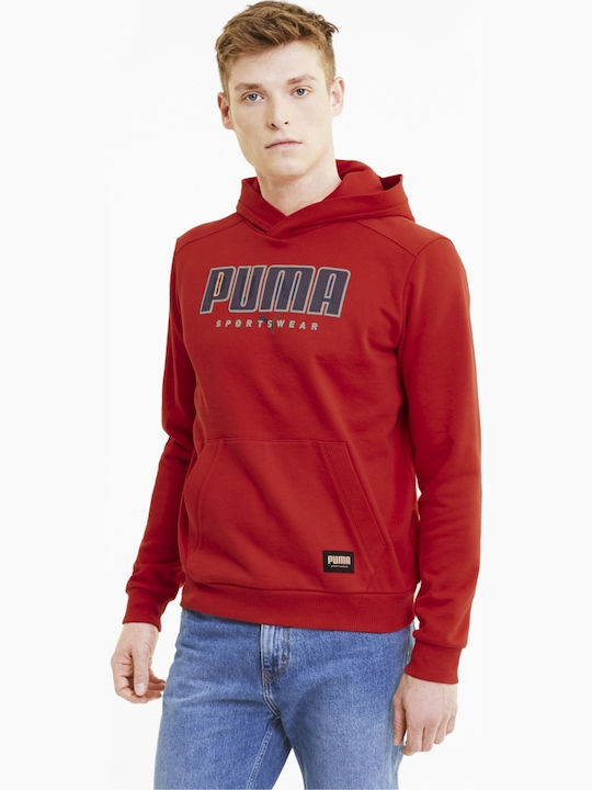 Puma Athletics Herren Sweatshirt mit Kapuze und Taschen Rot