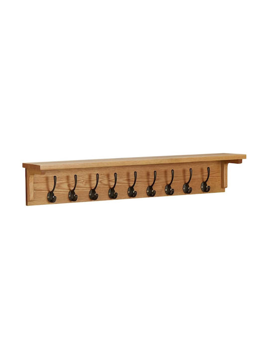 vidaXL Wooden Wall Hanger with 9 Slots Brown 90x16x16cm