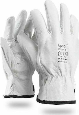 Kapriol Gloves for Work Driver White Leather Guide