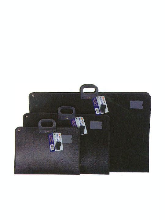 Comix Πλαστική Τσάντα Σχεδίου με Φερμουάρ και Χερούλι 35x50x4cm Μαύρη