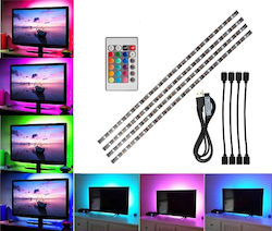 LED Streifen Versorgung USB (5V) RGB Länge 2m und 30 LED pro Meter Set mit Fernbedienung und Netzteil