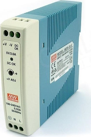 Mean Well DIN-Schienen-Netzteil Mini MDR20-5 mit Ausgang 5V und Leistung 15W 3A