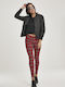 Women's Fabric Trousers Skinny Fit Checked Red