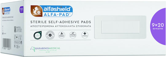 ALFA PAD Sterile Adhesive Plasters 9 x 20cm, 50 Pieces