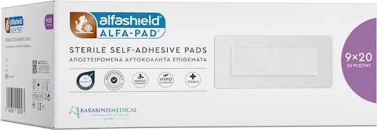 Alfashield Alfa Pad Αποστειρωμένα Αυτοκόλλητα Επιθέματα 9x 20cm , 50τεμ.