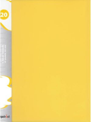 Typotrust Clipboard Flexible with 60 plastic sleeves Slides for Paper A4 Yellow 1pcs