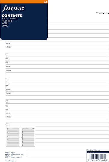 Filofax Ανταλλακτικές Κόλλες Α4 Ριγέ Λευκές
