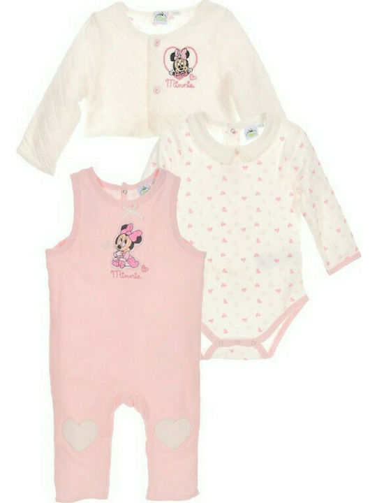 Disney HQ0035 Baby Bodysuit Set Long-Sleeved with Pants White 3pcs