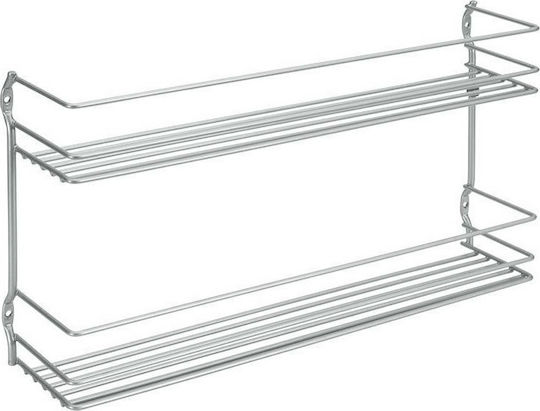 Metaltex 364632 Wall Mounted Bathroom Shelf Metallic with 2 Shelves 36x8x19cm Silver