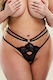Baci Lingerie Strappy Surrender Crotchless Panty Qs Γυναικείο Sexy Slip Αυτοκινήτου Μαύρο