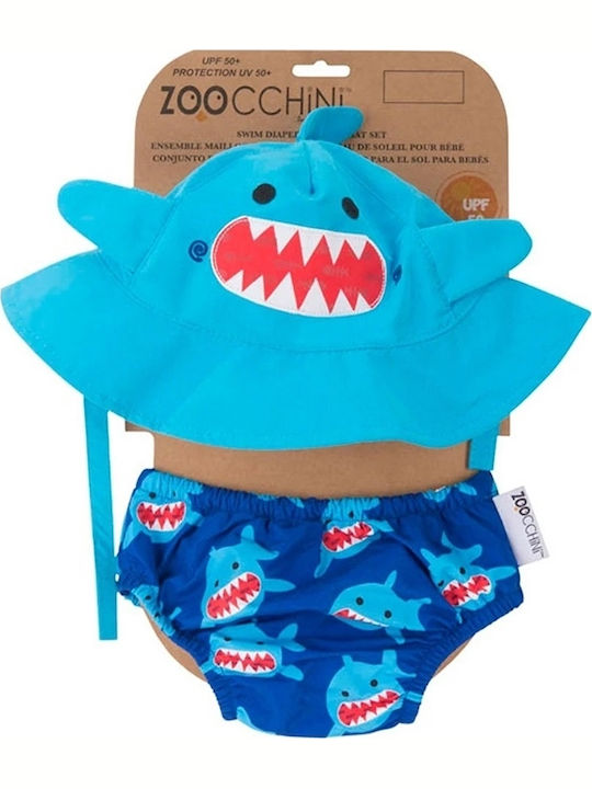 Zoocchini Kids Swimwear Swim Diaper with Hat Blue