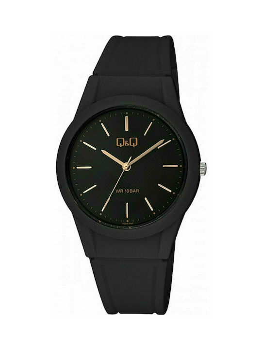 Q&Q Watch Battery with Black Rubber Strap