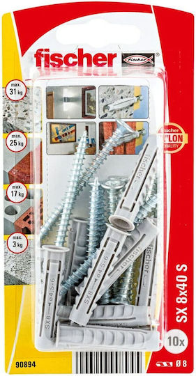 fischer Befestigungsdübel NV SX 8x40mm Schraubanker Kunststoff 8x40mm 10Stück