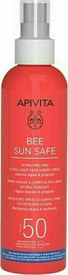 Apivita Bee Sun Safe Hydra Melting Ultra Light Waterproof Sunscreen Lotion Face and Body SPF50 in Spray 200ml