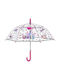 Perletti Kids Curved Handle Umbrella "Hey Girl" Transparent
