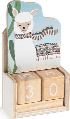 Christening Favor with Calendar Llama made of Wood