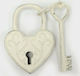 Metal Decorative Element for Wedding Favors Ecru Metal Heart Vintage Key Lock 0517880 1pcs