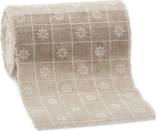 Parisis Fabric for Wedding Favors Made of Linatsa Beige Checkered Linen Roll 15cm x 10m. 1pcs