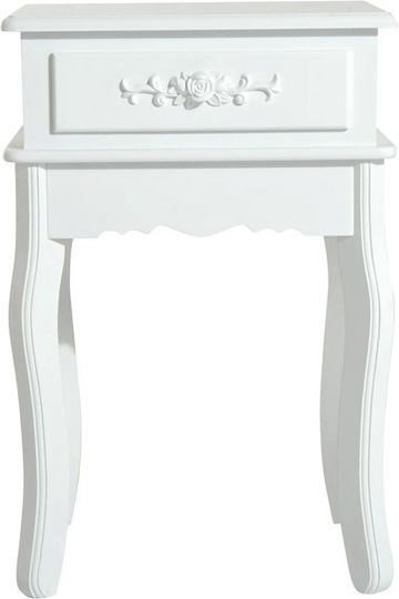 Wooden Bedside Table White 40x35x60cm