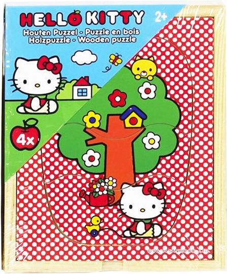Lemnos Puzzle pentru Copii cu Îmbinări Hello Kitty 4 σε 1 4buc Disney
